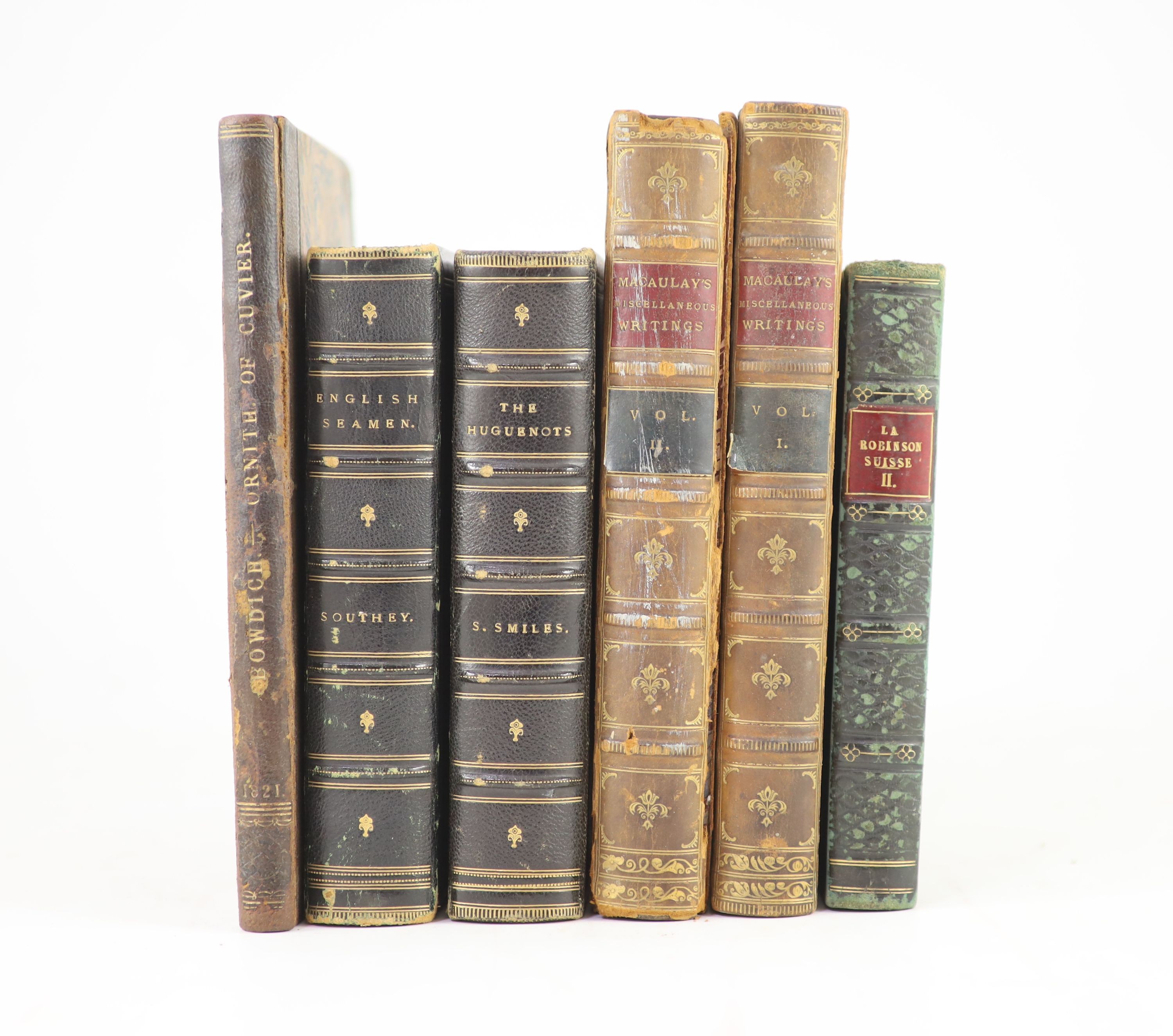 Bowdich, T. Edward – An Introduction to the Ornithology of Cuvier, for the use of students and Travellers. Complete with 16 illustrated plates plus 4 folding. Half morocco and marbled paper, gilt tooled spine with letter